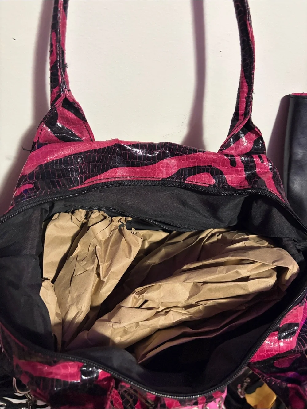 Pink and Black Zebra Print Shoulder Bag